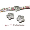 Slides passants FLEURS Vieil Argent  pour cordon, DIY
