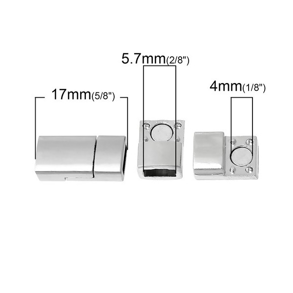 PS1152875 PAX 1 Set de Fermoirs Magnétiques 17 par 8 mm Metal coloris Argent Platine