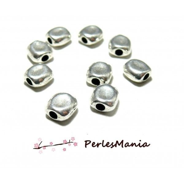 PAX 10 perles intercalaire TONNEAU ETOILE metal Argent Antique 2C5804