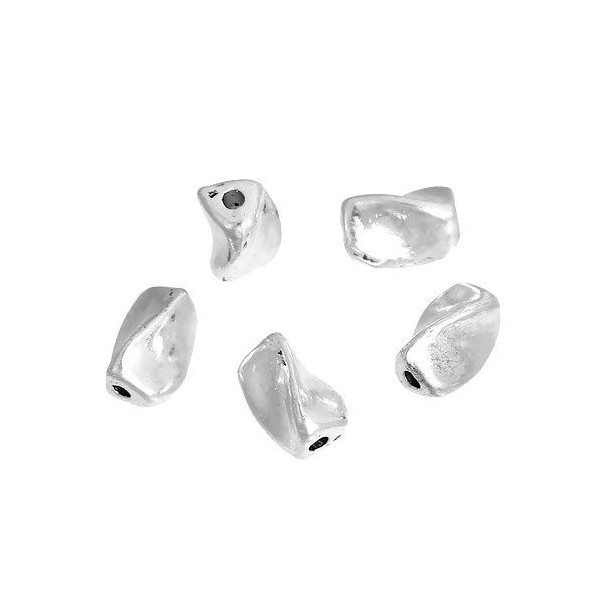 PS110085025 PAX 20 perles intercalaires, Forme Géométrique FUTURISTE 6 par 5mm, metal coloris Argent Platine