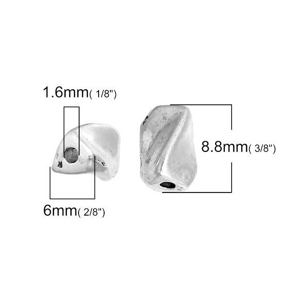 PS110085025 PAX 20 perles intercalaires, Forme Géométrique FUTURISTE 6 par 5mm, metal coloris Argent Platine