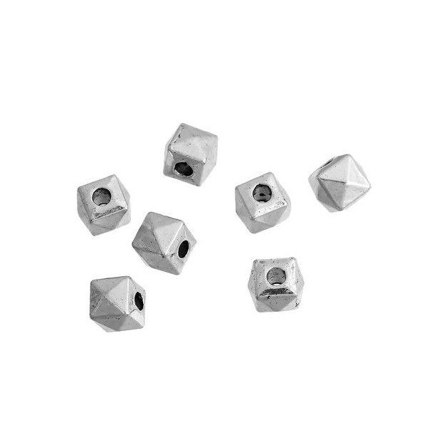 20 perles METAL intercalaires cube facetté 5mm ARGENT PLATINE ( S1181422 )