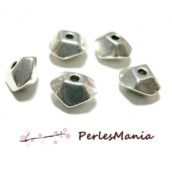 10 perles intercalaires RONDELLES FUTURISTES 6 par 10mm metal ARGENT PLATINE ZN28161