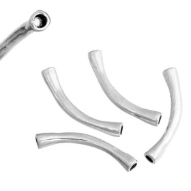 Embouts cordons forme TUBES ARTISANALES 44mm métal couleur Argent Vif  ( S1181421 )