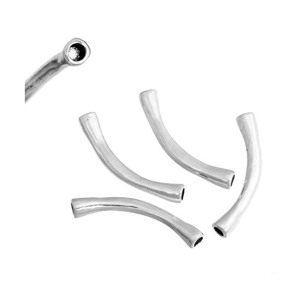 Embouts cordons forme TUBES ARTISANALES 44mm métal couleur Argent Vif  ( S1181421 )