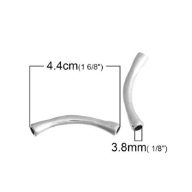 Embouts cordons forme TUBES ARTISANALES 44mm métal couleur Argent Vif  ( S1181421 )
