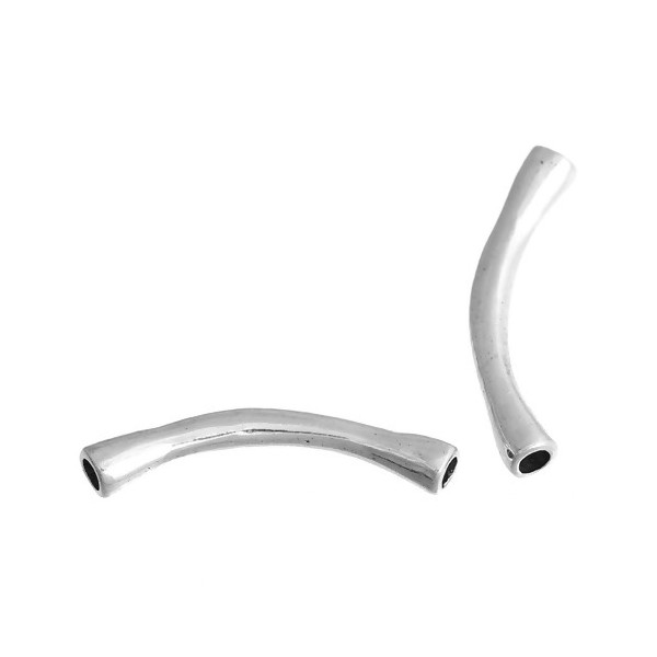 Embouts cordons forme TUBES ARTISANALES 44mm métal couleur Argent Vif  ( S1181421 )