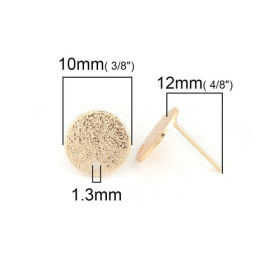 Boucles d’oreille Puce 10mm Style Martelé – Cuivre Plaqué Or 18KT avec embouts plastique