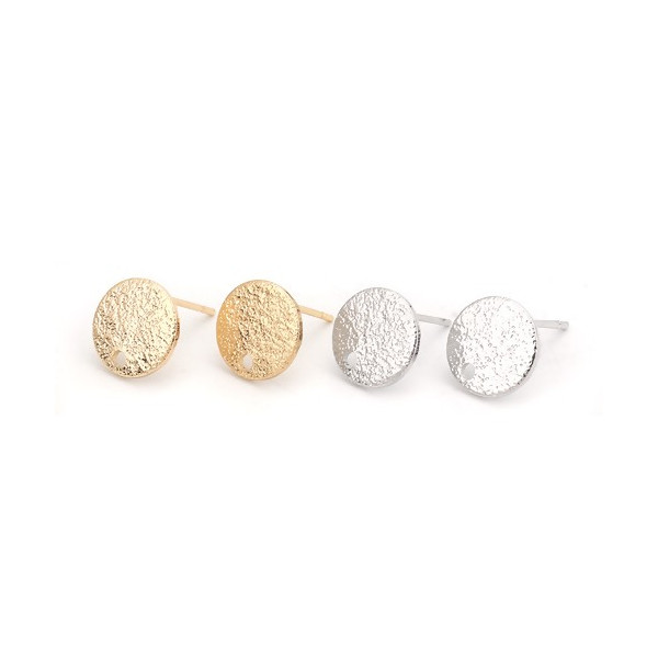 Boucles d'oreille, Puce avec trou 10 mm, Cuivre Plaqué Or 18KT, avec embouts plastique