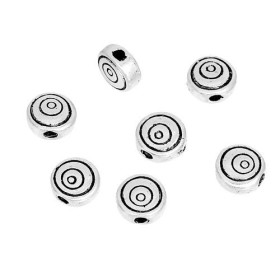 PS1179979 PAX 25 perles intercalaires, Plates Rondes 6 mm, FORME SPIRALES, metal couleur Argent Antique