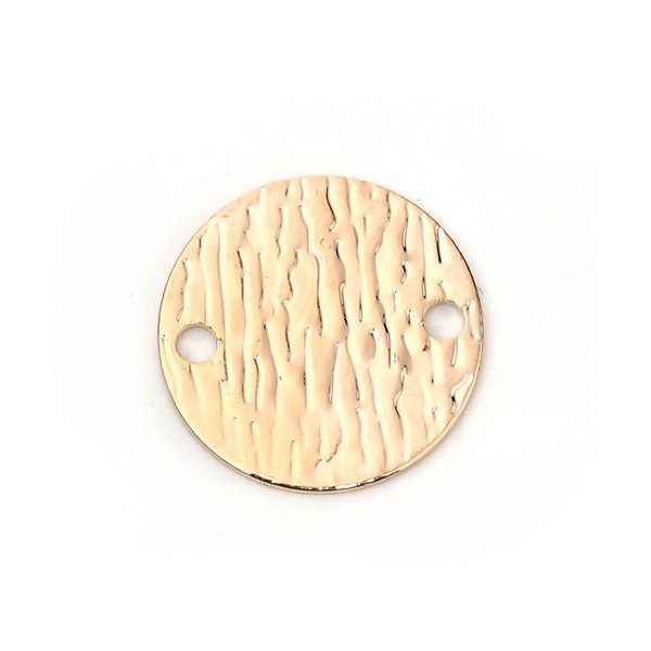 PS10109880 – Lot de 2 ou de 4 Pendentifs Connecteurs Ronds Striés 16mm – Cuivre Plaqué Or 18KT