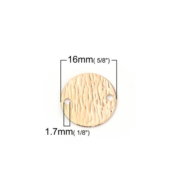 PS10109880 – Lot de 2 ou de 4 Pendentifs Connecteurs Ronds Striés 16mm – Cuivre Plaqué Or 18KT