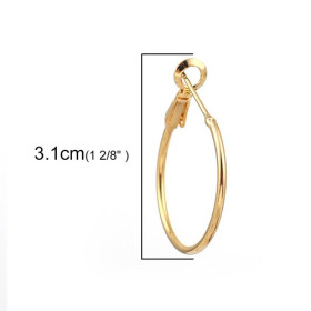 Boucles d'oreille Créoles 25mm, Cuivre Plaqué Or 18KT