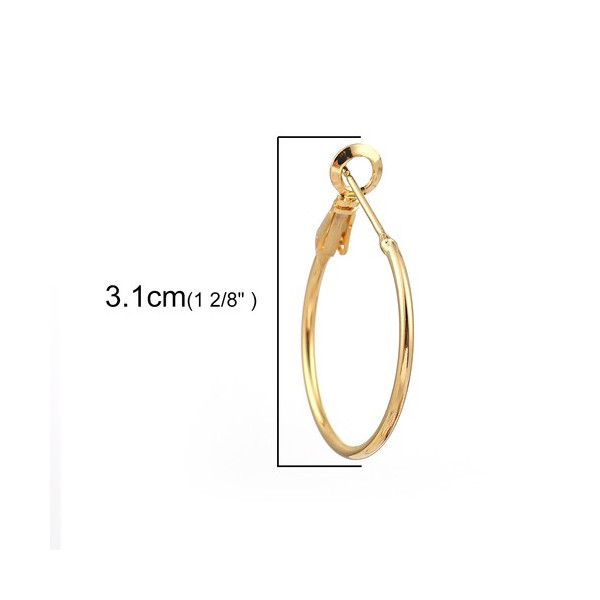 Boucles d'oreille Créoles 25mm, Cuivre Plaqué Or 18KT