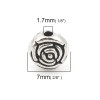 PS110117681 PAX 20 perles intercalaires, PLATES RONDES 7 mm, Forme Fleurs, metal couleur Argent Antique