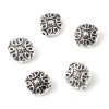 Perles intercalaires, PLATES RONDES 11 mm, Arabesque, metal couleur Argent Antique