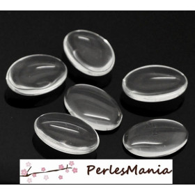 Cabochons en Verre Transparente Ovale 13x18mm Fond Plat Effet Loupe