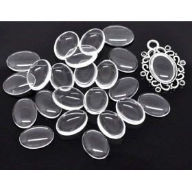 Cabochons en verre transparents OVALE 13 par 18mm