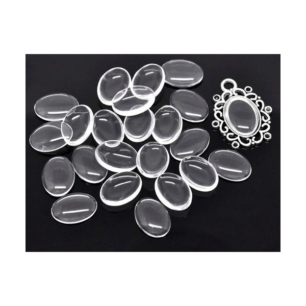 Cabochons en verre transparents OVALE 13 par 18mm