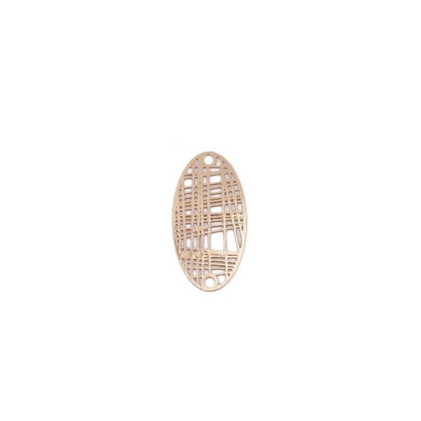 Estampes Pendentif Connecteur Filigrane Ovale Futuriste Doré 24mm