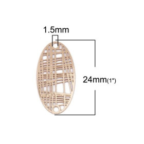 S110204892 PAX 10 Estampes pendentif connecteur filigrane Ovale Futuriste Doré de 24mm