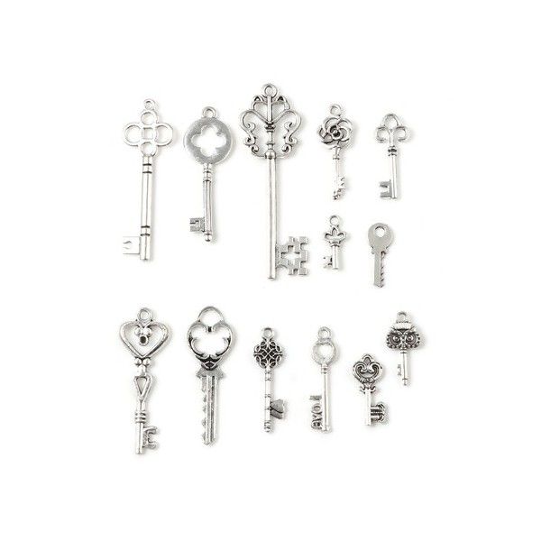 S11724373 PAX 13 breloques pendentifs Clés, clefs, métal coloris Argent Antique