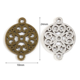 PS11745796 PAX 10 pendentifs multiconnecteurs Mandala 24mm metal couleur Argent Antique