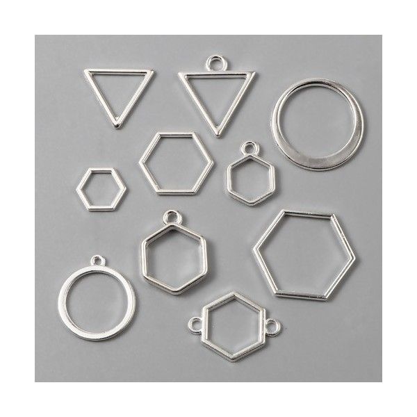 PS11733777 PAX 10 pendentifs, breloques forme Géométrique métal coloris Argent Vif