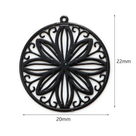 PS11738740 PAX 10 Estampes, pendentif filigrane, Mandala, Fleur 20 mm, Coloris Rouge