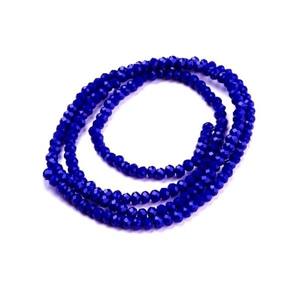 HR1352 Lot 1 fil d'environ 190 perles - Rondelles 3 par 2mm - Verre facettée - Bleu Nuit coloris 27