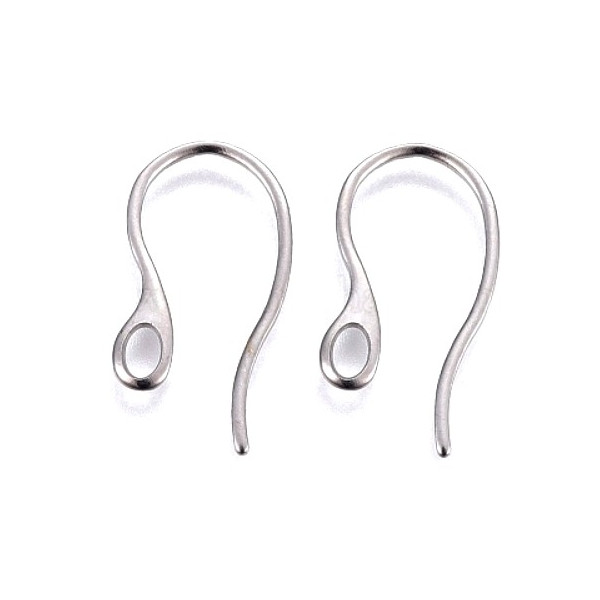 Lot de 10 ou 20 Boucles d’oreilles Crochets Épais 22 mm – Acier Inoxydable 304 Argenté