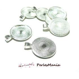 Supports de pendentif, QUALITE EXTRA 25mm, metal coloris ARGENT VIF