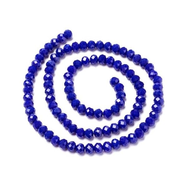 F001 Lot 1 fil d'environ 130 perles - Rondelles - Verre Facettée - Bleu 4 par 3mm Coloris 01