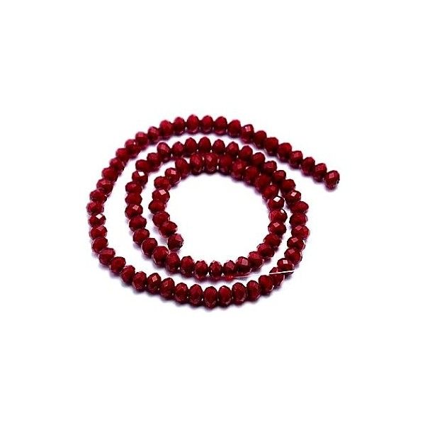 F001 Lot 1 fil d'environ 130 perles - Rondelles - Verre Facettée - Rouge 4 par 3mm Coloris 29