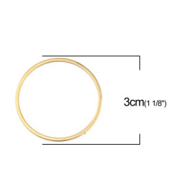 PS110256706 PAX 2 Pendentifs - Connecteurs - Rond - 30 mm - Doré en Acier Inoxydable 304 pour bijoux raffinés