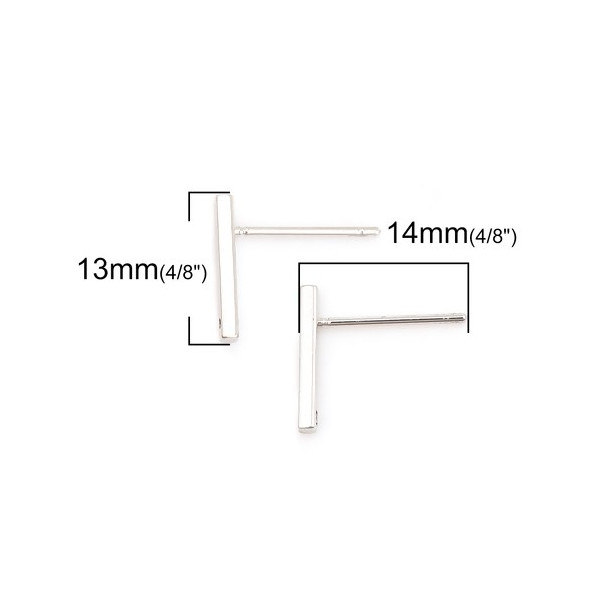 PS110134061Q PAX 6 Boucles d'oreille puce Tige et trou 13mm Cuivre coloris Argent Platine 18K
