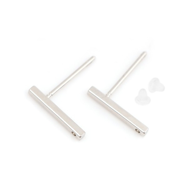 Boucles d'oreille puce Tige et trou 13mm Cuivre coloris Argent Platine 18KT