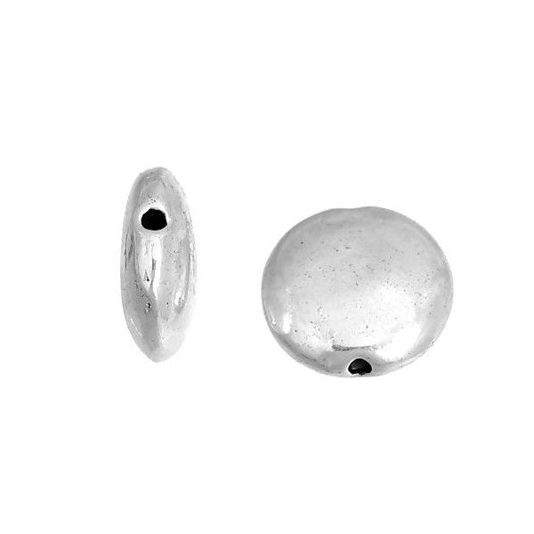 PS110085021 PAX 20 perles intercalaires ronde et plate 9 mm métal coloris Argent Antique