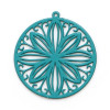 Estampes, pendentif filigrane, Mandala, Fleur 20 mm, Coloris Vert