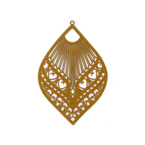 PS110102778 PAX 10 Estampes, pendentif filigrane, Eventail forme Goutte, Marquise  59mm métal Coloris Argent Platine