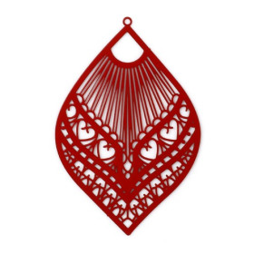 Estampes, pendentif filigrane, Eventail forme Goutte, Marquise  59mm métal Coloris Rouge
