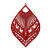Estampes, pendentif filigrane, Eventail forme Goutte, Marquise  59mm métal Coloris Rouge