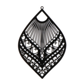 PS11738650 PAX 5 Estampes, pendentif filigrane, Eventail forme Goutte, Marquise  59mm métal Coloris Noir