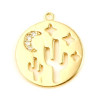 pendentif Cactus, Galaxy Rhinestone Etoile, Lune 17 mm, Cuivre plaqué OR 18KT