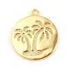 pendentif Palmiers 14 mm, Cuivre plaqué OR 18KT
