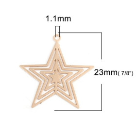 Estampes pendentif filigrane Etoile Travaillée 22mm métal couleur Doré