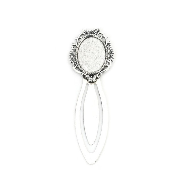 Supports de MARQUE PAGE ARTY 18 par 25 mm pour cabochon métal coloris Argent Antique