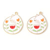 Pendentifs, émaillés Chat style Vintage 27 mm Blanc, métal coloris Doré