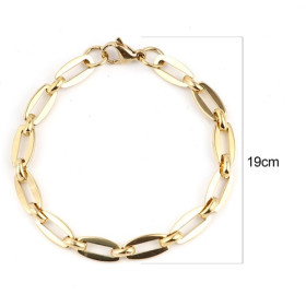 Bracelet 19 cm grande maille 13 par 7mm, Acier Inoxydable 304 coloris Doré