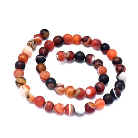 HS25905G 1 fil d'environ 45 perles rondes 8 mm, Agate craquelée, effet givre, Beige Marron